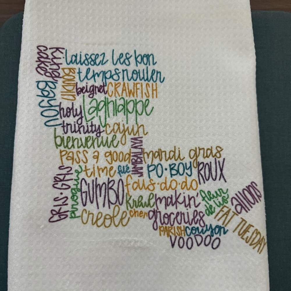NEW - Cute Kitchen Towel - Colorful Louisiana Microfiber Kitchen Towel